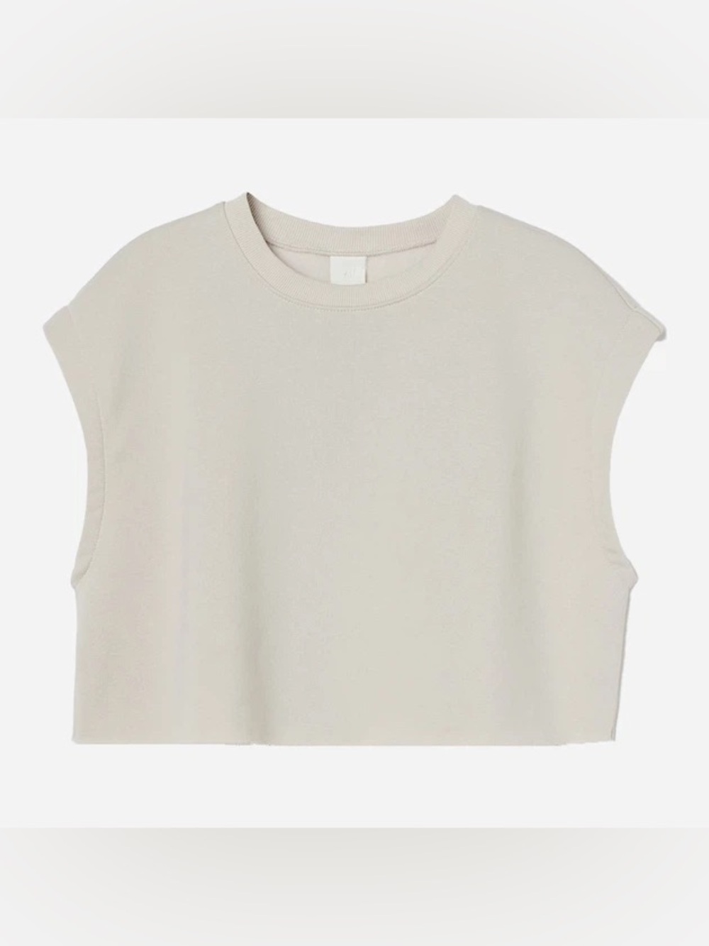 H&M Cream Cropped Cut Off Muscle Sweatshirt Top